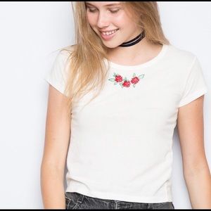Brandy top with red floral design